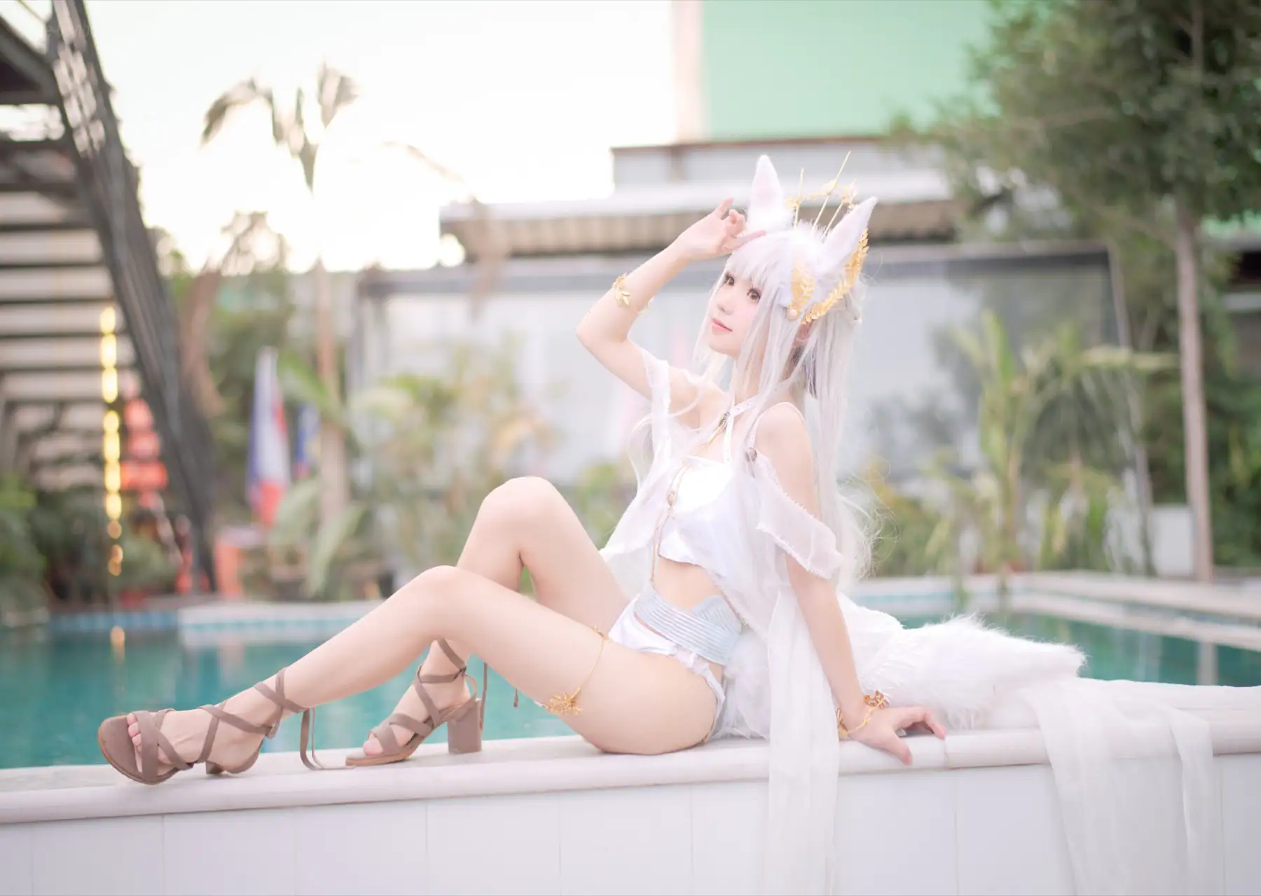 花柒Hana - 白金 泳装(18P_9.3M) - 花柒Hana - 白金 泳装(18P_9