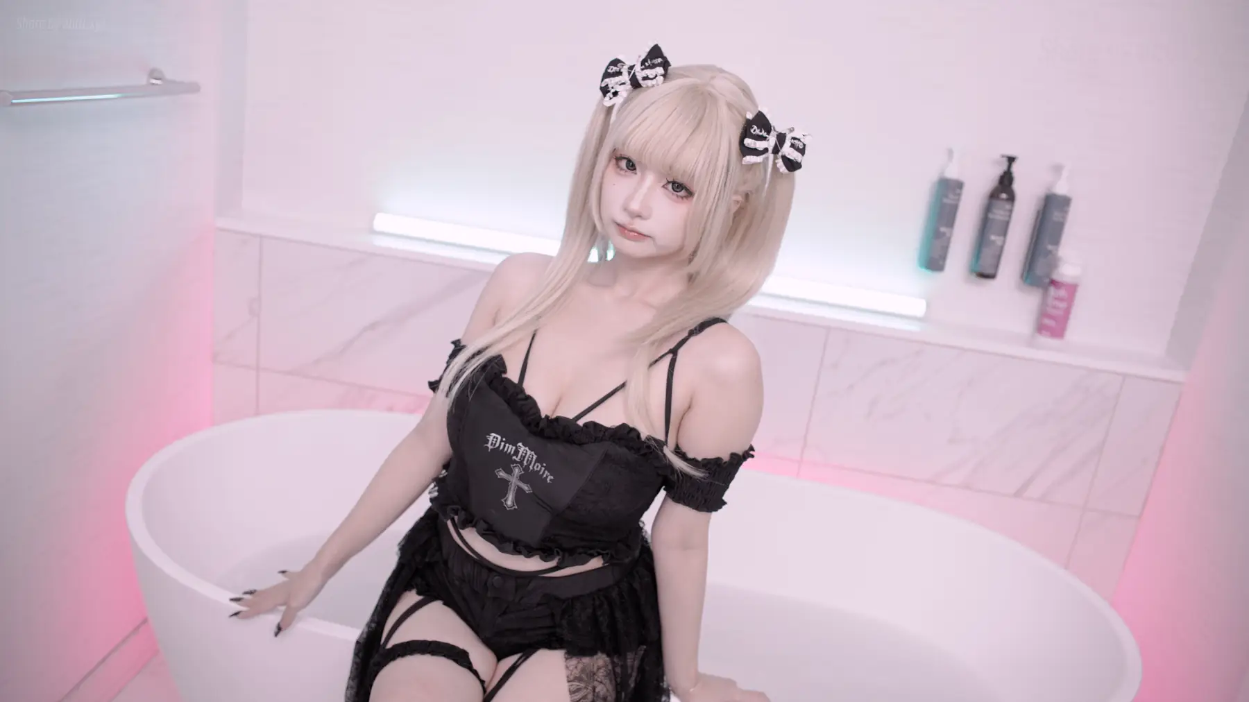 RSS RuinStreetStyle - EP71_Gothic Angelic Girl's Fun Time in Lotion & Bubble Bath, wearing Jirai Kei Swimwear_哥特系泳装粘液泡泡浴(3...